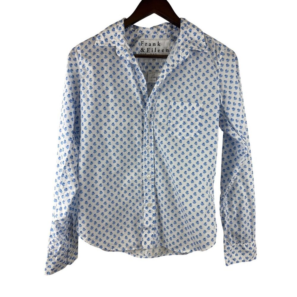 Frank & Eileen Women's Shirt Rubber Duck Barry Tailored Button Up Blue Size XS
